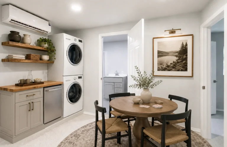 Virtually staged flex space and utility area at 1560 Skyline Hills